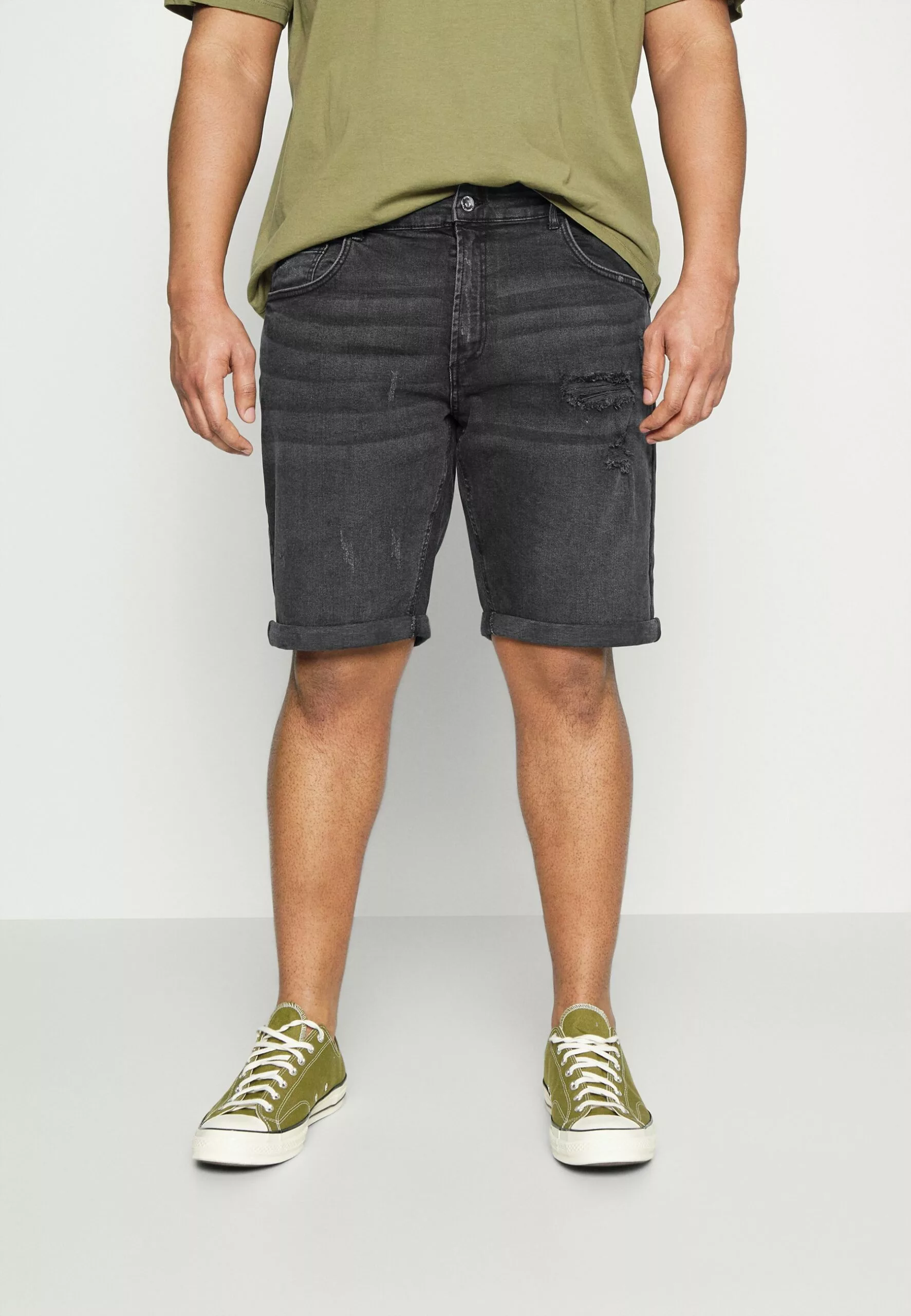 Redefined Rebel Rroslo Destroy- Jeansshort - Dust Black